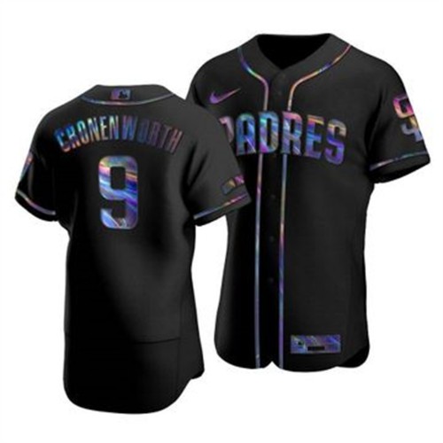 San Diego San Diego Padres #9 Jake Cronenworth Men's Iridescent Holographic Collection Jersey - Black Men's