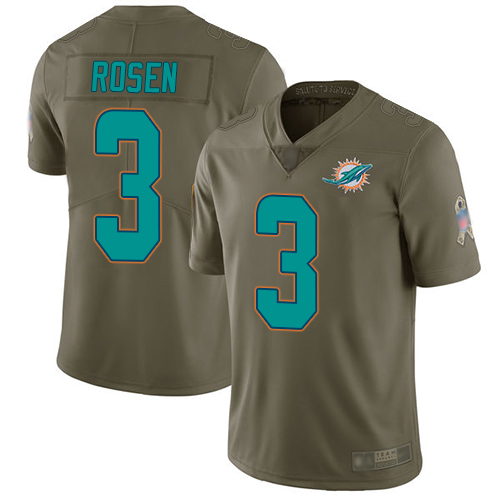 Miami Dolphins #3 Josh Rosen Olive Men's Stitched Limited 2017 Salute To Service Jersey Men's