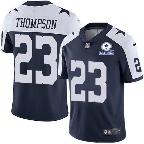 Dallas Cowboys #23 Darian Thompson Navy Blue Thanksgiving Men's Stitched With Established In 1960 Patch Vapor Untouchable Limited Throwback Jersey