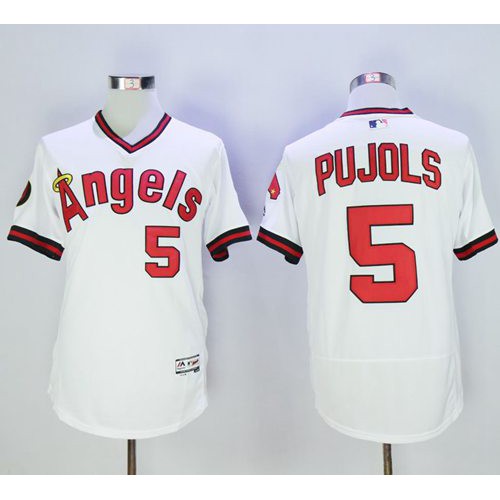 Los Angeles Angels of Anaheim #5 Albert Pujols White Flexbase Authentic Collection Cooperstown Stitched Jersey Men's