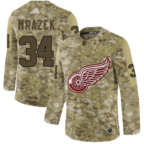 Adidas Detroit Red Wings #34 Petr Mrazek Camo Authentic Stitched Jersey Men's