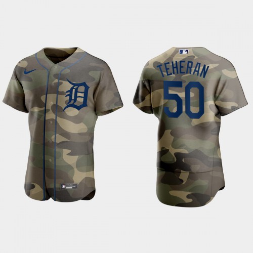 Detroit Detroit Tigers #50 Julio Teheran Men's 2021 Armed Forces Day Authentic Jersey -Camo Men's