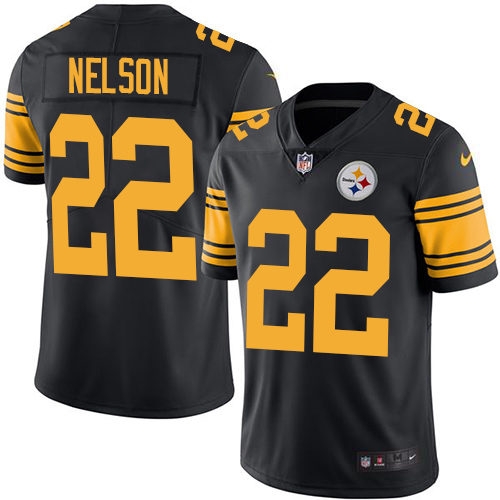 Pittsburgh Steelers #22 Steven Nelson Black Men's Stitched Limited Rush Jersey Men's