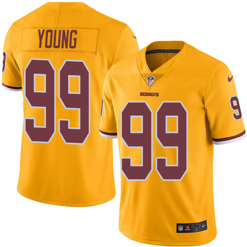 Commanders #99 Chase Young Gold Youth Stitched Limited Rush Jersey