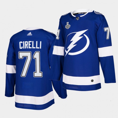 Adidas Tampa Bay Lightning #71 Anthony Cirelli Blue Home Authentic Youth 2021 Stanley Cup Final Patch Jersey Youth