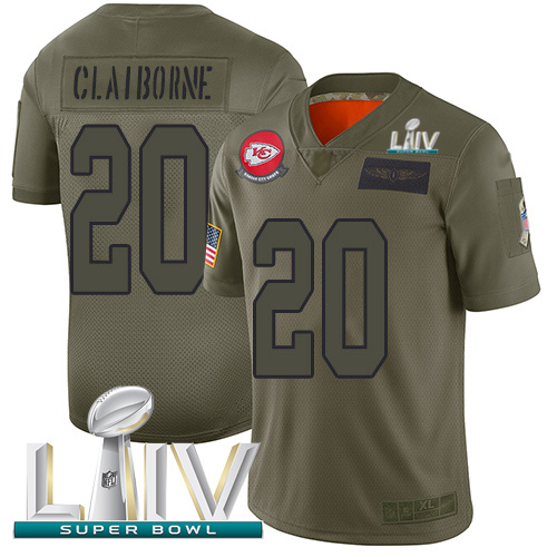 Kansas City Chiefs #20 Morris Claiborne Camo Super Bowl LIV 2020 Youth Stitched Limited 2019 Salute To Service Jersey Youth