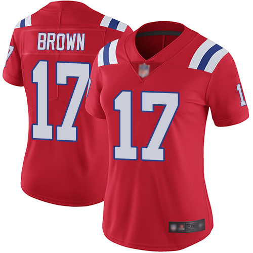 New England Patriots #17 Antonio Brown Red Alternate Women's Stitched Vapor Untouchable Limited Jersey Womens