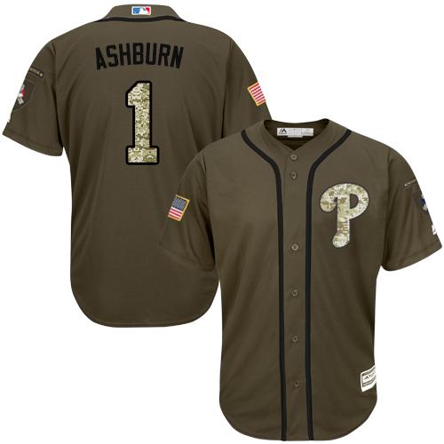 Philadelphia Phillies #1 Richie Ashburn Green Salute to Service Stitched Jersey Men's