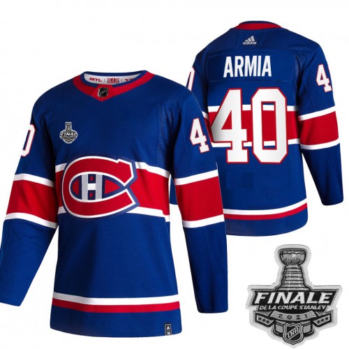 Adidas Montreal Canadiens #40 Joel Armia Blue Road Authentic Youth 2021 Stanley Cup Final Patch Jersey Youth