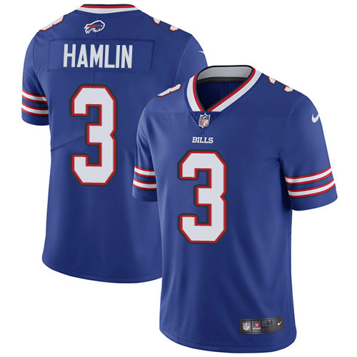 Bills #3 Damar Hamlin Royal Blue Team Color Men's Stitched Vapor Untouchable Limited Jersey