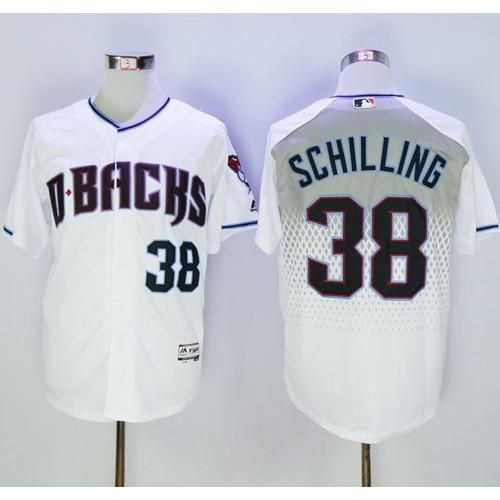 Arizona Diamondbacks #38 Curt Schilling White/Capri New Cool Base Stitched Jersey Men's