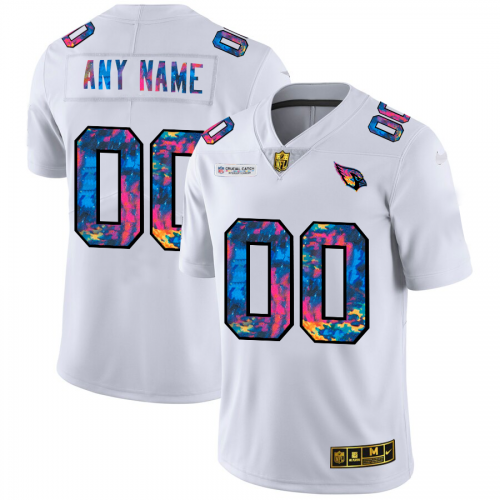 Arizona Cardinals Custom Men's White Multi-Color 2020 Crucial Catch Limited Jersey