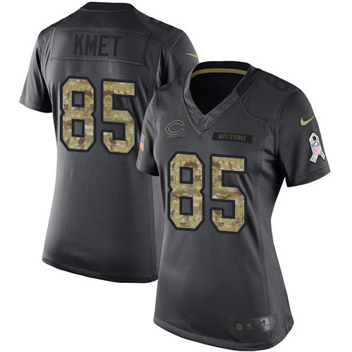 Chicago Bears #85 Cole Kmet Black Women's Stitched Limited 2016 Salute to Service Jersey Womens