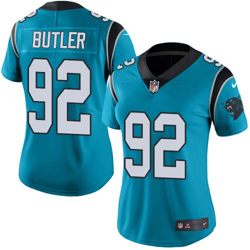 Carolina Panthers #92 Vernon Butler Blue Women's Stitched Limited Rush Jersey Womens