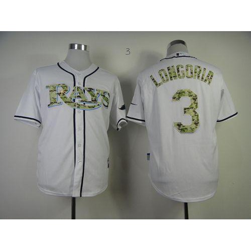 Tampa Bay Rays #3 Evan Longoria White USMC Cool Base Stitched Jersey Men's