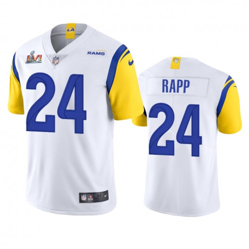 Los Angeles Los Angeles Rams #24 Taylor Rapp Men's Super Bowl LVI Patch Alternate Vapor Limited Jersey - White Men's