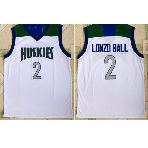Los Angeles Lakers #2 Lonzo Ball White Chino Hills Huskies High School Stitched Jersey Mens