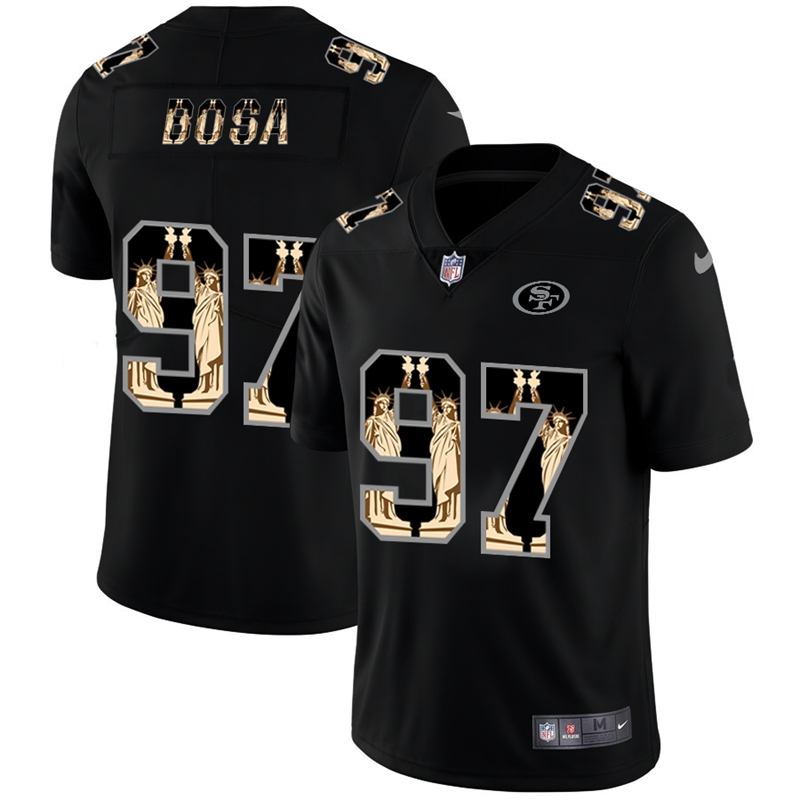 San Francisco 49ers #97 Nick Bosa Carbon Black Vapor Statue Of Liberty Limited Jersey