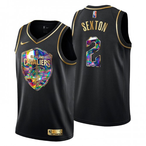 Cleveland Cleveland Cavaliers #2 Collin Sexton Mens Golden Edition Diamond Logo 2021/22 Swingman Jersey - Black Mens
