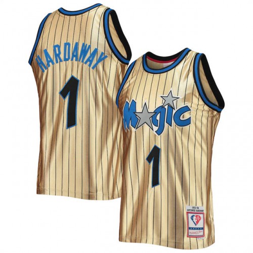 Orlando Magic #1 Penny Hardaway Mens Gold Mitchell & Ness 75th Anniversary 1993-94 Hardwood Classics Swingman Jersey Mens