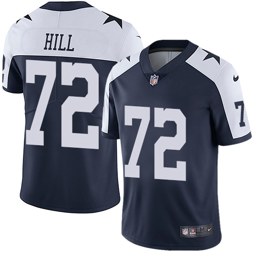 Dallas Cowboys #72 Trysten Hill Navy Blue Thanksgiving Men's Stitched Vapor Untouchable Limited Throwback Jersey Men's