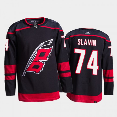 Adidas Carolina Hurricanes #74 Jaccob Slavin Men's 2021-22 Alternate Authentic Jersey - Black Men's