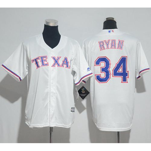 Texas Rangers #34 Nolan Ryan White Cool Base Stitched Youth Jersey Youth