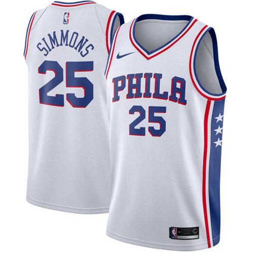 Philadelphia 76ers #25 Ben Simmons White Youth Swingman Association Edition Jersey Youth