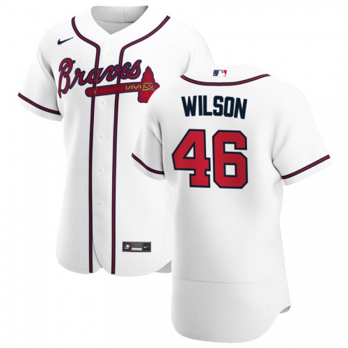 Atlanta Atlanta Braves #46 Bryse Wilson Men's White Home 2020 Authentic Player Jersey Men's