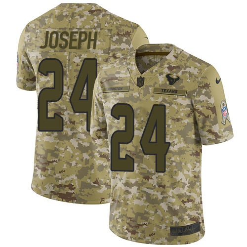 Houston Texans #24 Johnathan Joseph Camo Youth Stitched Limited 2018 Salute to Service Jersey Youth