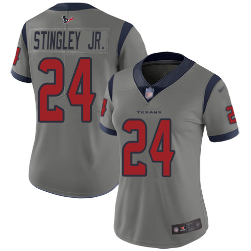Texans #24 Derek Stingley Jr. Gray Women's Stitched Limited Inverted Legend Jersey