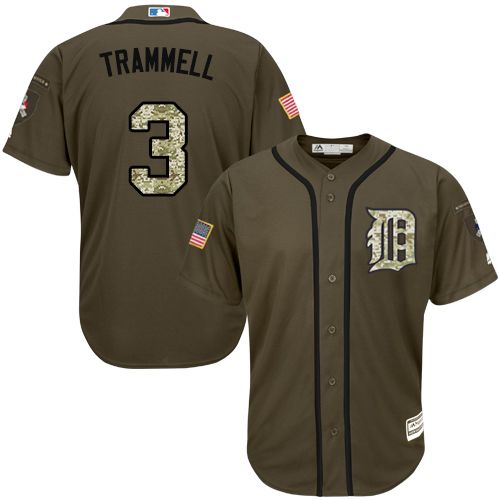 Detroit Tigers #3 Alan Trammell Green Salute to Service Stitched Jersey Men's