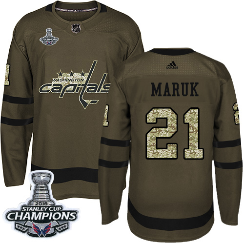 Adidas Washington Capitals #21 Dennis Maruk Green Salute to Service Stanley Cup Final Champions Stitched Jersey Men's