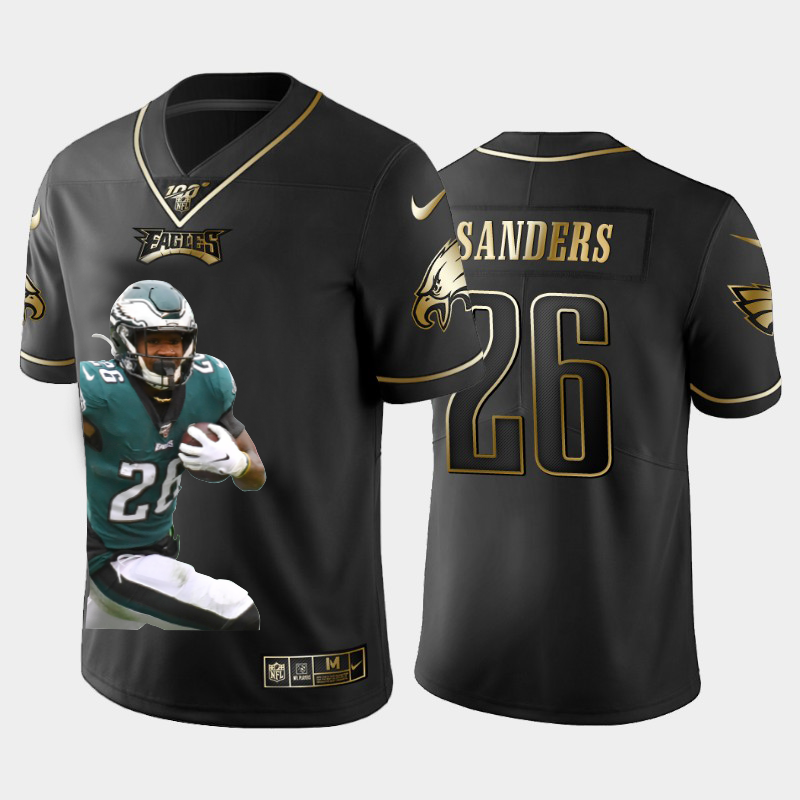 Philadelphia Eagles #26 Miles Sanders Team Hero 3 Vapor Limited 100 Jersey Black Golden