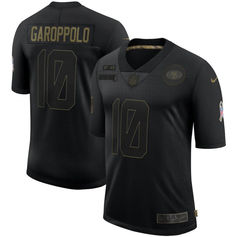San Francisco 49ers #10 Jimmy Garoppolo 2020 Salute To Service Limited Jersey Black