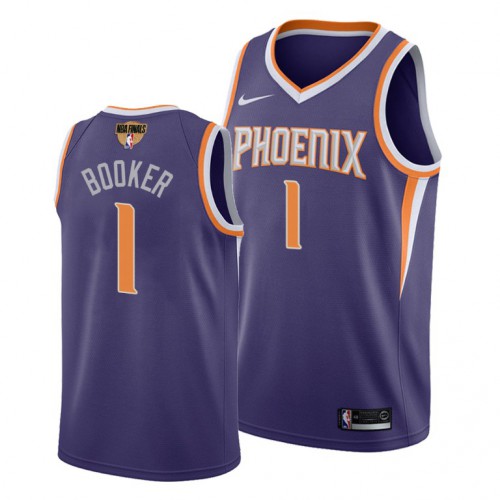 Phoenix Suns #1 Devin Booker Mens 2021 Finals Bound Swingman Icon Edition Jersey Purple Mens