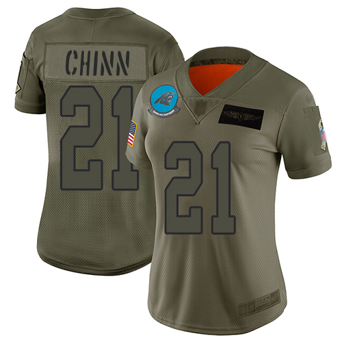 Panthers #21 Jeremy Chinn Camo Women's Stitched Limited 2019 Salute To Service Jersey