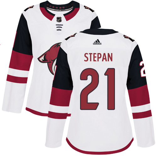 Adidas Arizona Coyotes #21 Derek Stepan White Road Authentic Women's Stitched Jersey Womens