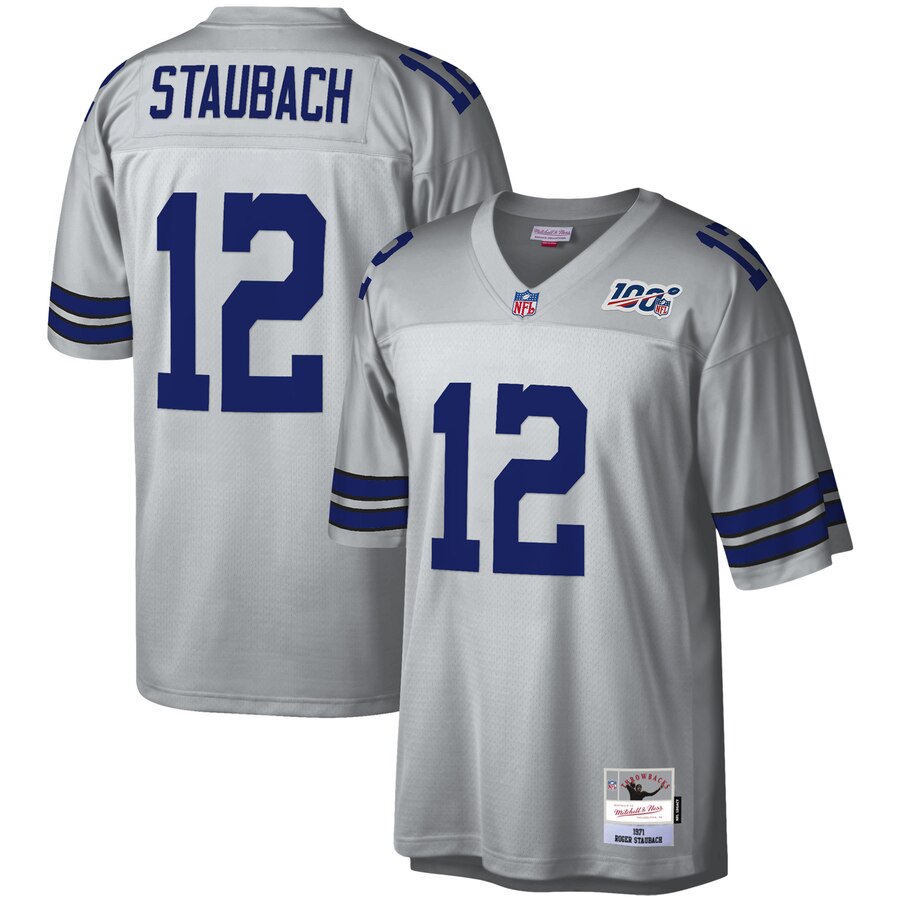 Dallas Cowboys #12 Roger Staubach Mitchell & Ness 100 Retired Player Platinum Jersey