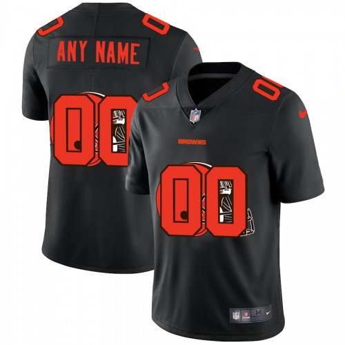 Cleveland Browns Custom Men's Team Logo Dual Overlap Limited Jersey Black