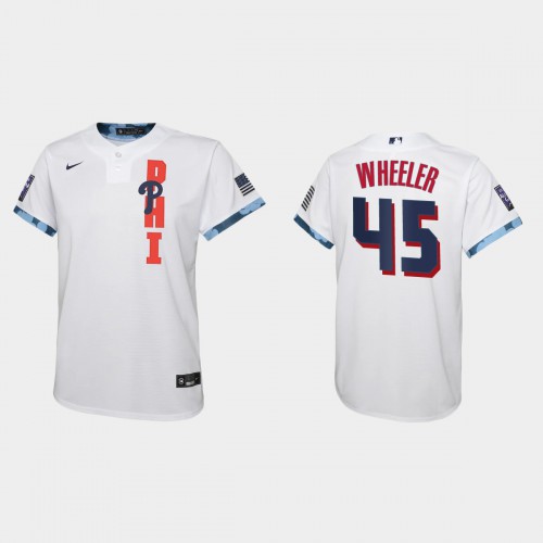Philadelphia Philadelphia Phillies #45 Zack Wheeler Youth 2021 All Star Game White Jersey Youth