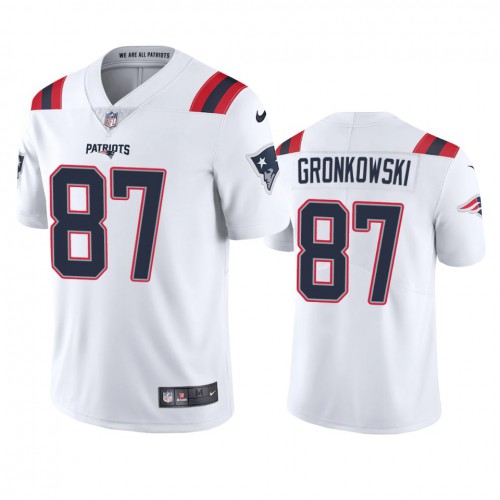 New England New England Patriots #87 Rob Gronkowski Men's White 2020 Vapor Limited Jersey Men's