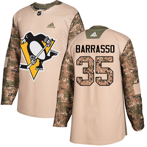 Adidas Pittsburgh Penguins #35 Tom Barrasso Camo Authentic 2017 Veterans Day Stitched Jersey Men's