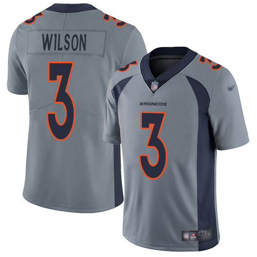 Broncos #3 Russell Wilson Gray Men's Stitched Limited Inverted Legend Jersey