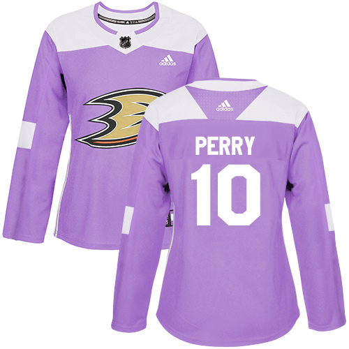 Adidas Anaheim Ducks #10 Corey Perry Purple Authentic Fights Cancer Women's Stitched Jersey Womens
