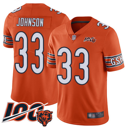 Chicago Bears #33 Jaylon Johnson Orange Men's Stitched Limited Rush 100th Season Jersey Men's