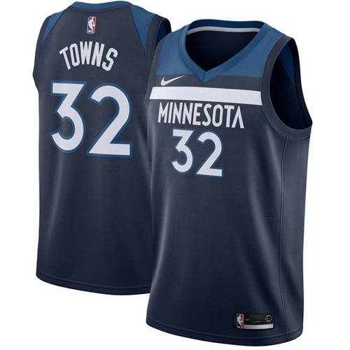 Minnesota Timberwolves #32 Karl-Anthony Towns Navy Blue Youth Swingman Icon Edition Jersey Youth