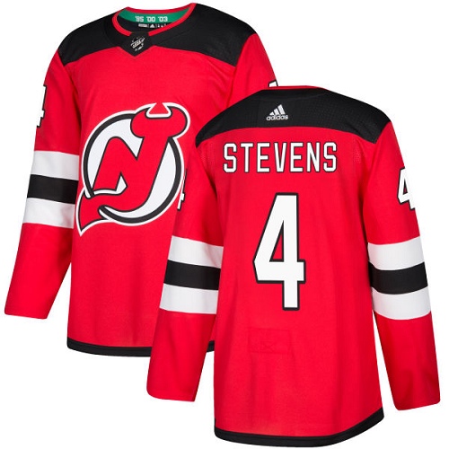 Adidas New Jersey Devils #4 Scott Stevens Red Home Authentic Stitched Jersey Men's