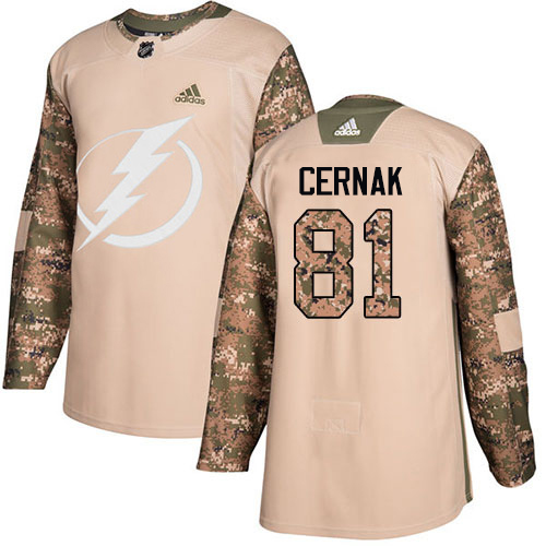 Adidas Tampa Bay Lightning #81 Erik Cernak Camo Authentic 2017 Veterans Day Stitched Jersey Men's