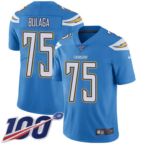 Los Angeles Chargers #75 Bryan Bulaga Electric Blue Alternate Youth Stitched 100th Season Vapor Untouchable Limited Jersey Youth
